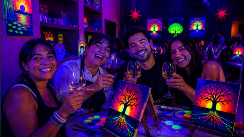 Taller de Pintura Neón art&wine el fin de semana por sólo 23€