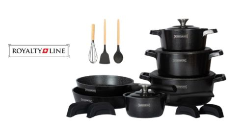 Royalty Line - Bateria de cocina de aluminio fundido y mármol